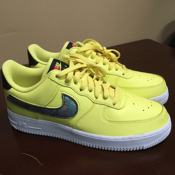 Nike Other - Yellow Air Force 1’s with holographic swoosh